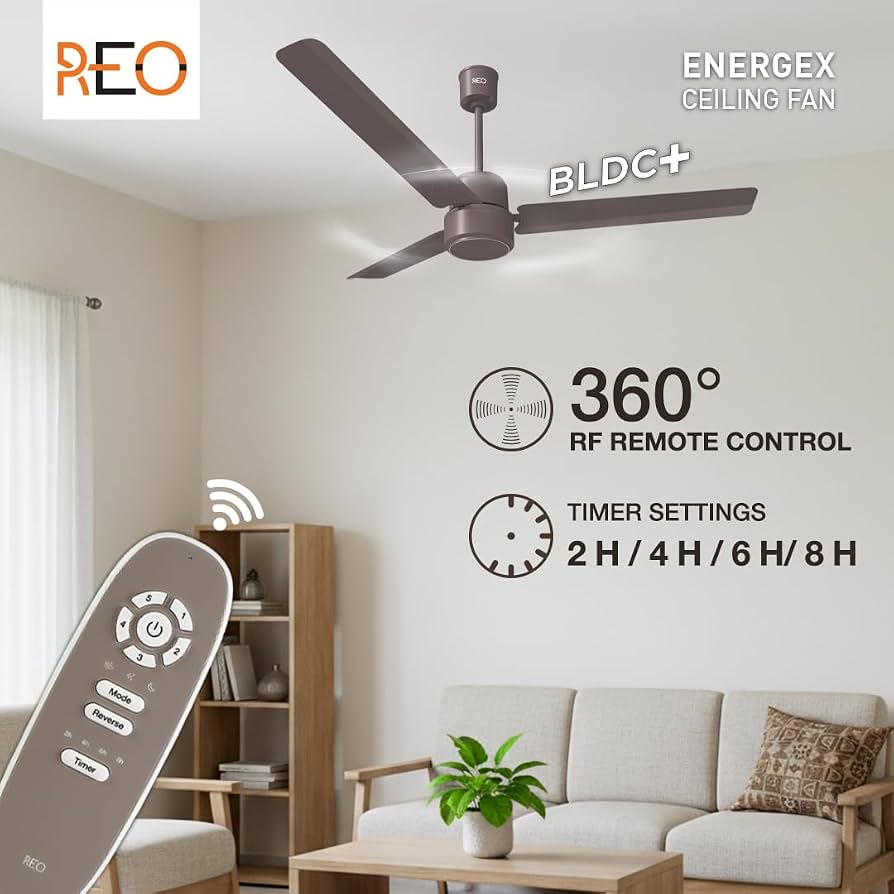 REO ENERGEX BLDC FANS 1200MM with 24 Months Warranty BLDC Motor with Remote 1200 mm Ceiling Fan (5 Star | COCOA BROWN Pack of 1)